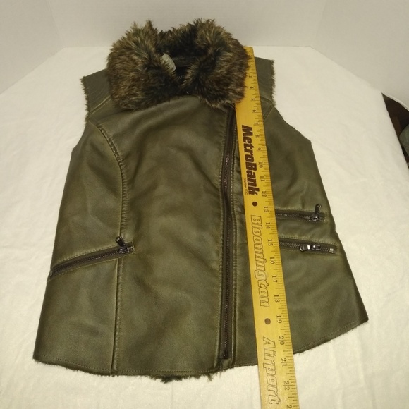 Maurice's Army Green Faux Leather Moto Vest - Picture 5 of 7